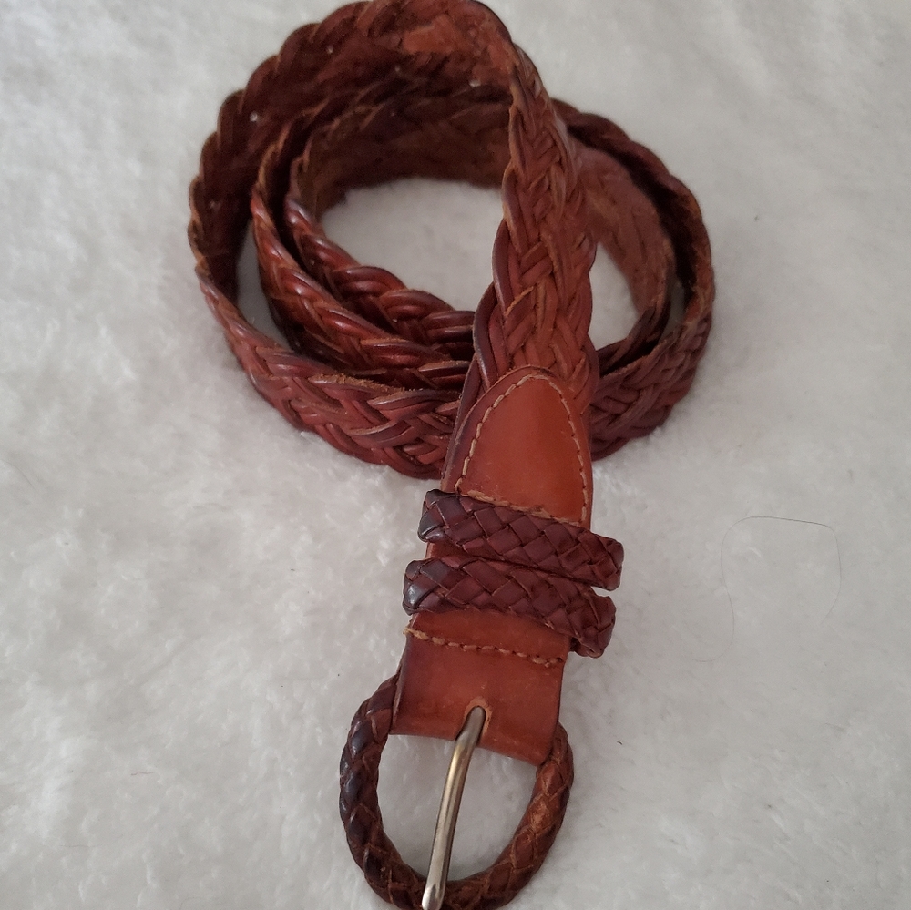 Talbots Brown Braided Leather Belt